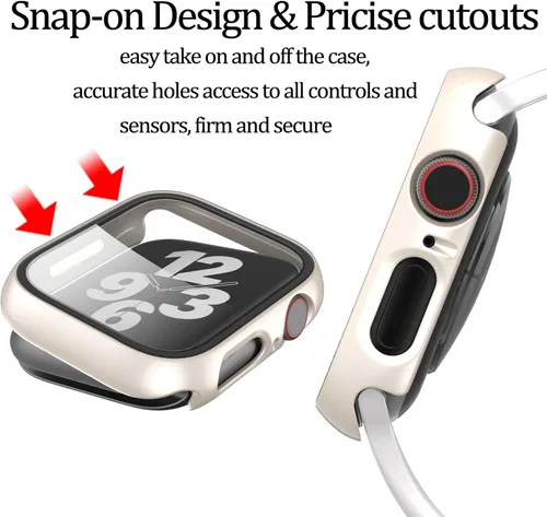 Miniatura 4 de HASDON - Paquete de 12 fundas compatibles con Apple Watch Series 9, 8, 7, de 1.772 pulgadas con protector de pantalla de vidrio templado, cobertura