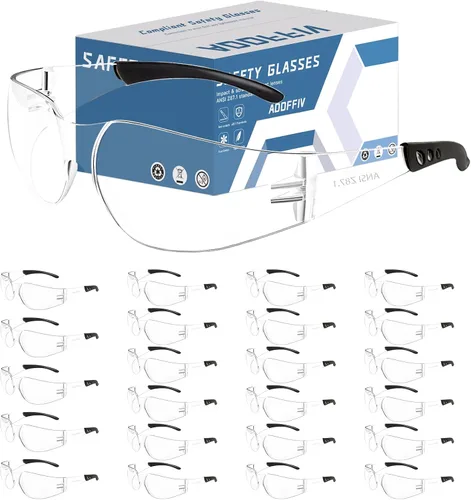 Gafas de seguridad transparentes a granel de 24, lentes resistentes al impacto ANSI Z87.1, protección ocular para laboratorio, construcción 52 claro