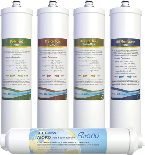 ProQ - Juego anual de filtro de ósmosis inversa, solo para sistema de ósmosis inversa PUROFLO PROQ-550 de 5 etapas de cambio rápido debajo del