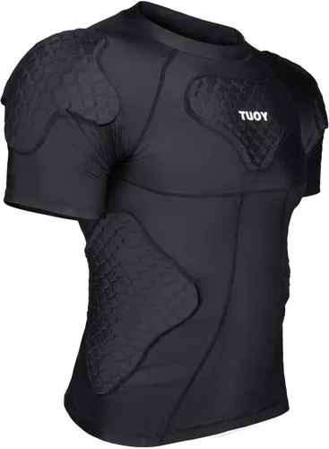 TUOY - Camiseta acolchada de compresión para hombres, protector de pecho y costillas para fútbol, paintball, béisbol