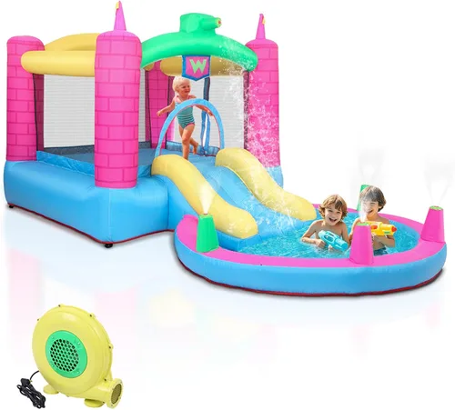 Miniatura 7 de Ktaxon Casa inflable de rebote con soplador de aire de 350 W, castillo para niños saltando al aire libre para patio trasero, parque, jardín