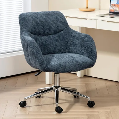 Miniatura 10 de Sillas de escritorio de oficina en casa, silla giratoria para computadora con ruedas, silla de tocador de escritorio de respaldo medio, silla