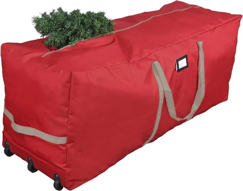Bolsa de almacenamiento rodante para árbol de Navidad ProPik, se adapta a árboles de hasta 9 pies, 28 pulgadas x 16 pulgadas x 60 pulgadas, Rojo