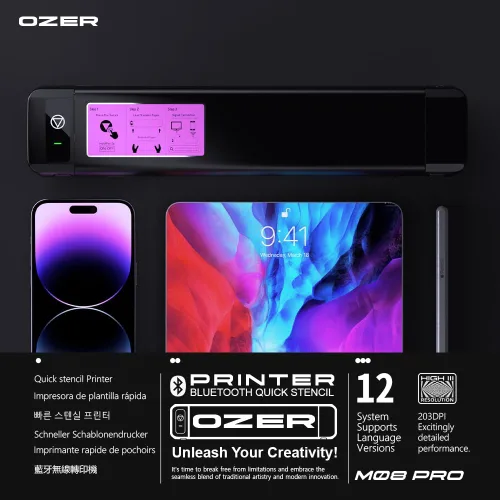 Miniatura 5 de OZER M08Pro - Impresora inalámbrica de plantillas de transferencia de tatuajes, máquina fotocopiadora térmica sin tinta, impresora compacta