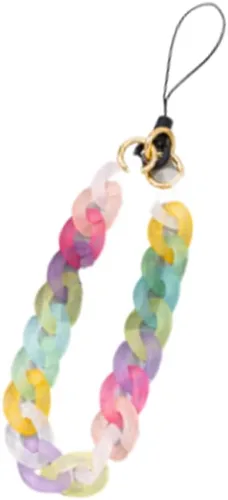 COLORFUL BLING Abalorio para teléfono, estética, cuerda gruesa, con gancho para muñeca, cadena de metal acrílico para teléfono móvil, cuerda a