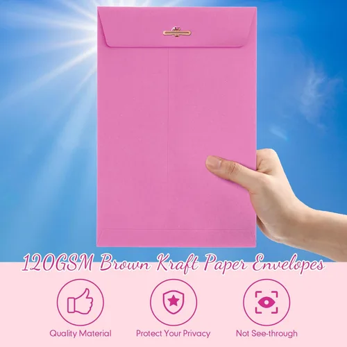 Miniatura 3 de 300 sobres Manilla de 6 x 9 pulgadas, cierre de papel kraft con cierre de cierres para almacenar correo, papel kraft de 28 libras para documentos