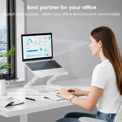 Miniatura 6 de Soporte para laptop para escritorio, elevador portátil de acrílico para laptop, soporte ergonómico ajustable para computadora portátil MacBook Air