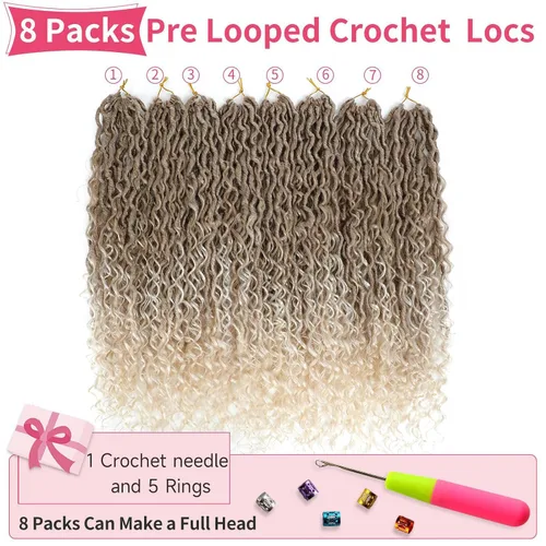 Miniatura 147 de Alicoco Goddess Locs Cabello de Ganchillo 12 Pulgadas 8 Paquetes Rastas Sintéticas de Ganchillo Para Mujeres Rastas Suaves Boho Pre-enrolladas River