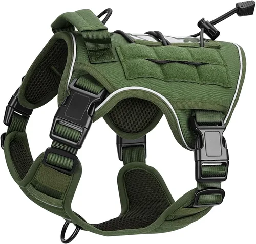 Miniatura 20 de Arnés táctico para perros grandes, chaleco reflectante ajustable sin tirones con sistema Molle, control de grado militar K9 para entrenamiento