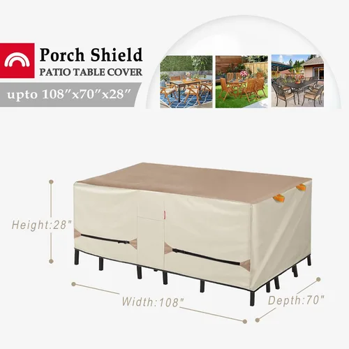 Miniatura 2 de Porch Shield Funda para muebles de patio, funda rectangular de 108 x 70 pulgadas con funda para silla de exterior, 34 pulgadas de ancho x 37