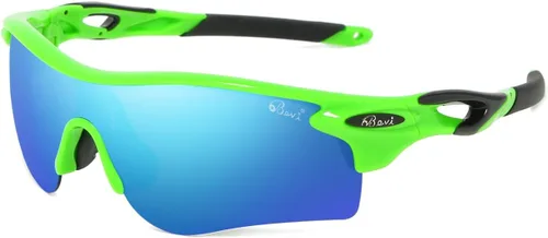 Miniatura 15 de Bevi Lentes de sol deportivos polarizados TR90, marco duradero y ultraligero para hombres y mujeres, béisbol, correr, ciclismo, golf Amarillo Azul