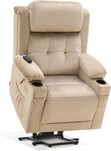 Miniatura 10 de MCombo Sillón reclinable eléctrico de triple motor con masaje y calor, silla reclinable eléctrica para personas mayores, reposacabezas ajustable