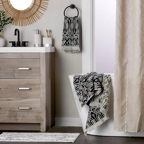 Miniatura 6 de SKL Home Nador Jacquard - Toalla de baño, color negro