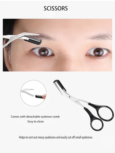 Miniatura 7 de Set de aseo de cejas Kit de recorte de cejas, herramientas para cejas, tijeras de cejas cepillo de recorte (11 piezas)