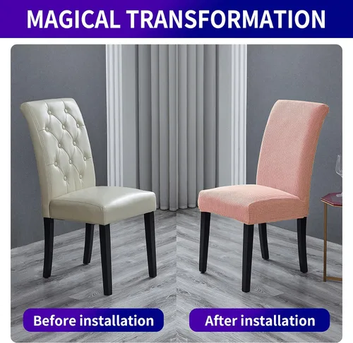 Miniatura 5 de Juego de 6 fundas elásticas para sillas de comedor, extraíbles y lavables, fundas de asiento para sillas de comedor, ideales para decoración