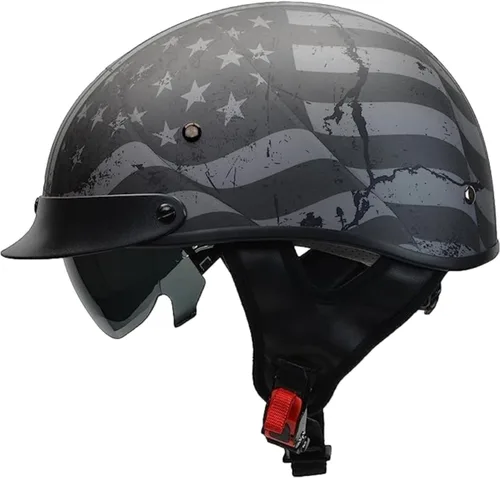 Casco Vega Helmets Warrior para motocicleta medio con parasol, gráfico de bandera patriótica XS (7817-051)