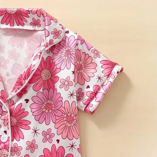 Miniatura 65 de Conjunto de pijama de manga larga con botones para niña pequeña, conjunto de ropa de dormir