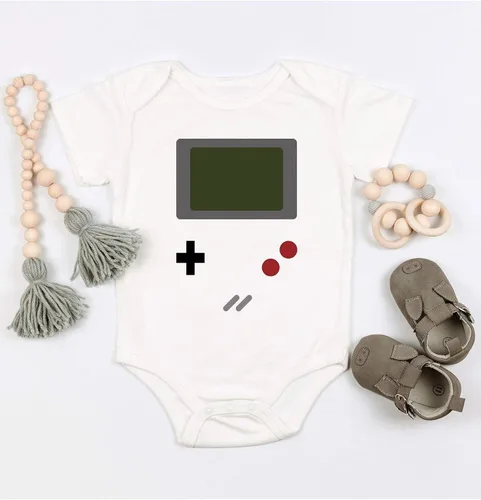 Miniatura 4 de Juego Boy Divertido Adorable Bebé Ducha Gamer Mono Mono