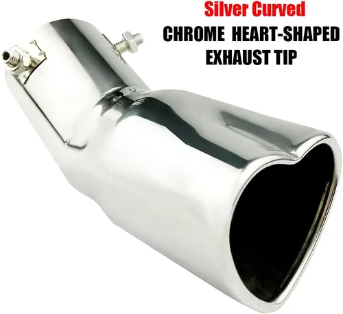 Miniatura 5 de Punta de escape de entrada de 2.5 pulgadas, punta de escape con forma de corazón cromado de acero inoxidable, silenciador de escape universal