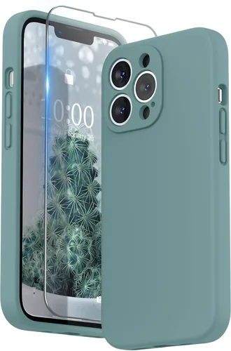 SURPHY Funda para iPhone 13 Pro con protector de pantalla, fundas de silicona líquida para iPhone 13 Pro (cámara de protección y forro de microfibra