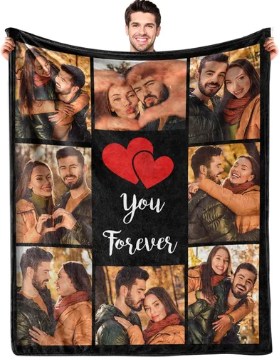 Miniatura 15 de Manta personalizada con imagen, manta de forro polar Sherpa personalizada, manta gruesa y cálida de felpa, personalizada para pareja, novia, novio