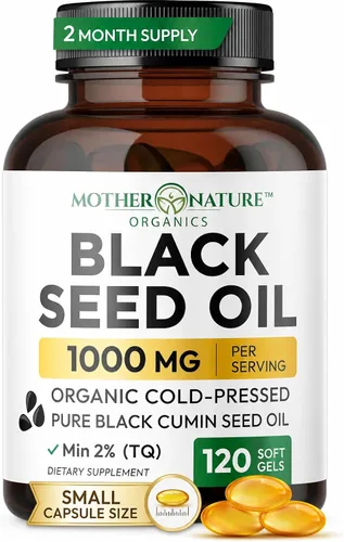 Cápsulas de aceite de semilla negra turca orgánica de alta potencia, prensado en frío, alto TQ, suministro para 2 meses, aceite de comino negro