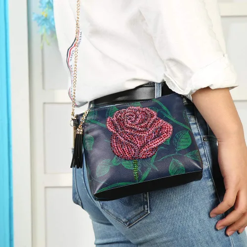 Miniatura 2 de Kits de pintura de diamantes para niños y adultos, bolso cruzado con cadena 5D con diamantes de imitación de punto de cruz, manualidades