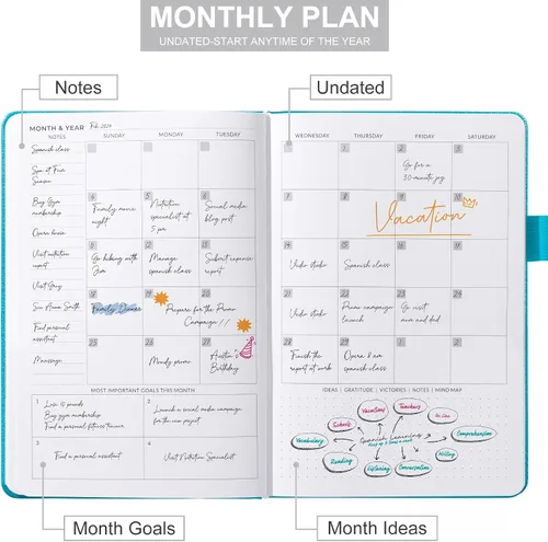Miniatura 3 de Planificador edición premium, lujosa agenda semanal y mensual sin fecha para aumentar la productividad, gestión del tiempo y alcanzar tus
