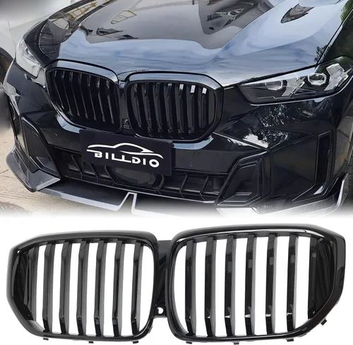Miniatura 10 de Parrilla Frontal de Listones Individuales Compatible con X5 G05 2019 2020 2021 2022 2023 (Parrilla de Riñón Negra Brillante)