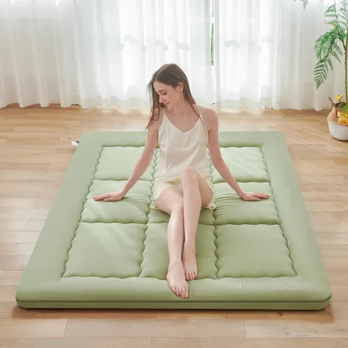 Miniatura 10 de Colchón de tamaño individual japonés para piso tipo futón, colchón de futón plegable para piso, colchón de tatami portátil, cama enrollable