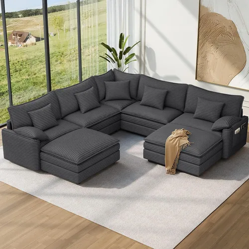 Miniatura 12 de Vesgantti Sofá modular de 108 pulgadas, cómodo sofá de nube con asiento profundo otomano movible, sofá modular en forma de L, sofás seccionales