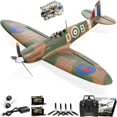 CKYSCHN Avión RC sin escobillas Spitfire 19.685 in - 4CH VOLANTEXR RC Avión con giroscopio de 6 ejes, avión de control remoto RTF de 2.4G para