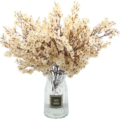 Hananona 10 flores artificiales de aliento de bebé, flores blancas falsas de seda para decoración de primavera, boda, arreglo floral de interior,