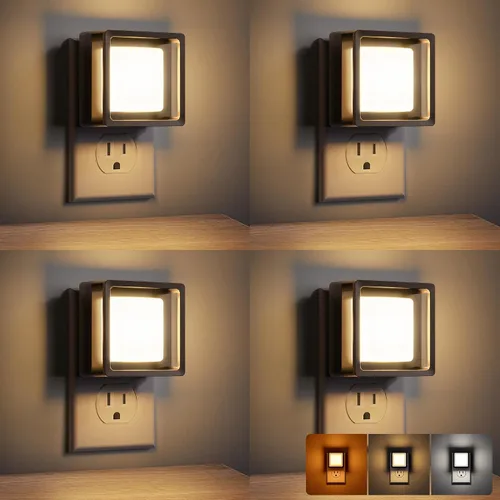 Miniatura 15 de DORESshop Luz nocturna LED, luces nocturnas enchufables a la pared (paquete de 2) con sensor de atardecer a amanecer, luces nocturnas regulables