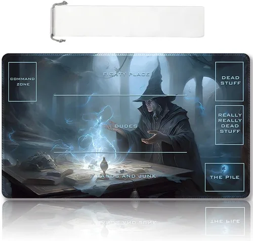 Miniatura 38 de Tapete de Juego MTG Premium Cosido con Zonas y Respaldo de Goma Antideslizante - Tapete de Juego TCG para MTG y Otros Juegos de Cartas - Diseño Dkt