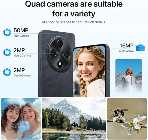 Miniatura 5 de UMIDIGI G100 Teléfono celular desbloqueado Android 14, pantalla HD+ de 6.9" a 120Hz, Octa-core 16GB +256GB ampliable a 1TB, GPS, teléfono