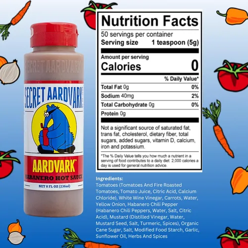 Miniatura 2 de Secret Aardvark Salsa picante Habanero – Pimientos habaneros y tomates asados, salsa picante medianamente especiada, salsa barbacoa, sin OGM, baja
