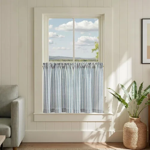 Miniatura 71 de jinchan - Cortinas de lino a rayas para cocina de 20 pulgadas de largo, cortinas de varios niveles, estilo granja moderna de café, tratamientos