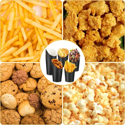 Miniatura 4 de Potchen 100 tazas de papas fritas de 14 onzas, papel de charcutería, soportes para papas fritas, caja de palomitas de maíz, conos de gofre