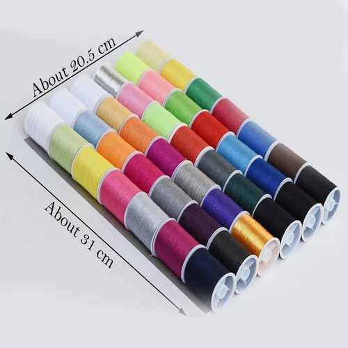 Miniatura 2 de Kit de 30 carretes de hilo de coser de alta calidad (2300Y) de 42 colores, excelente poliéster para bordados o coser a máquina, kit de coser, hilo