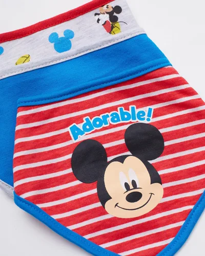 Miniatura 4 de Disney Mickey Mouse - Babero bandana para bebé, paquete de 3 baberos de Mickey Mouse (azul/rojo/gris, 0-12 meses)