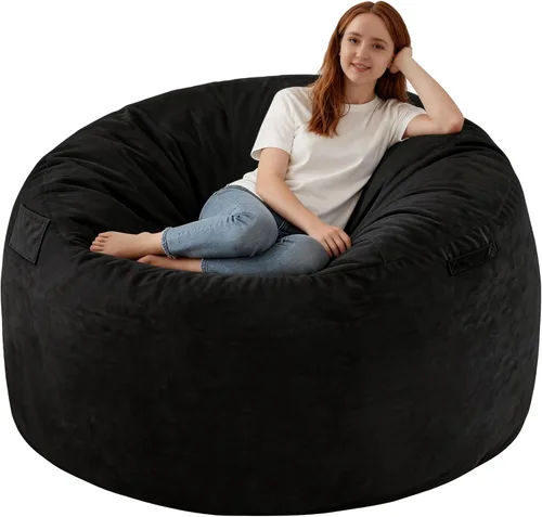 Miniatura 14 de Silla de Puf de 3 Pies, Sillas de Puf Cómodas con Relleno de Espuma Viscoelástica, Sofá de Puf Esponjoso con Funda de Terciopelo Holandés, Sillas