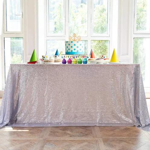 Miniatura 93 de JYFLZQ Mantel de lentejuelas azul bebé de 50 pulgadas, pequeño, redondo, brillante, para boda, fiesta de cumpleaños, baby shower