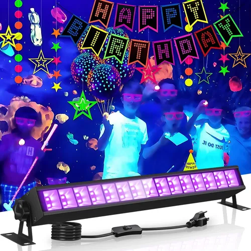 Barra de luz negra de 30 W, 30 LED, luz de inundación de luz negra con interruptor, enchufe y cable de 5 pies, luz de 20 x 20 pies, para pintura