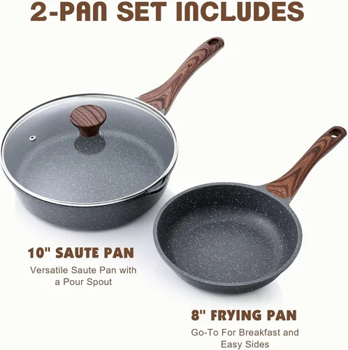 Miniatura 3 de SENSARTE Sartenes antiadherentes con revestimiento de granito suizo, sartenes para tortilla, juego de ollas de cocina saludables para chef, libres
