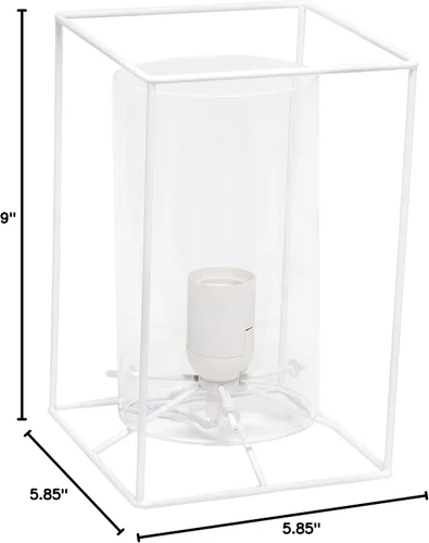 Miniatura 7 de Elegant Designs LT2069-WHT Lámpara de mesa pequeña de vidrio y metal, color blanco y transparente