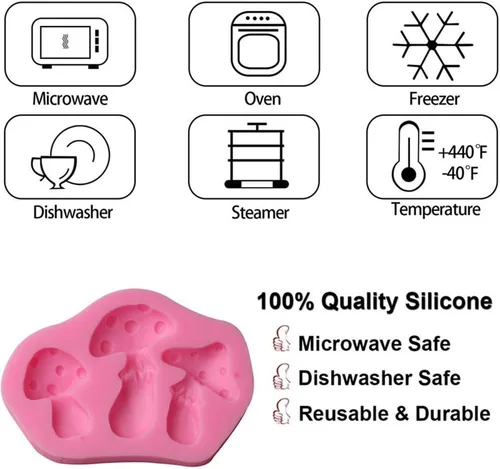 Miniatura 4 de Molde de silicona en forma de hongo 3D de resina para postres de bricolaje, chupitos de gelatina de cristal, cubitos de hielo, pasta de goma