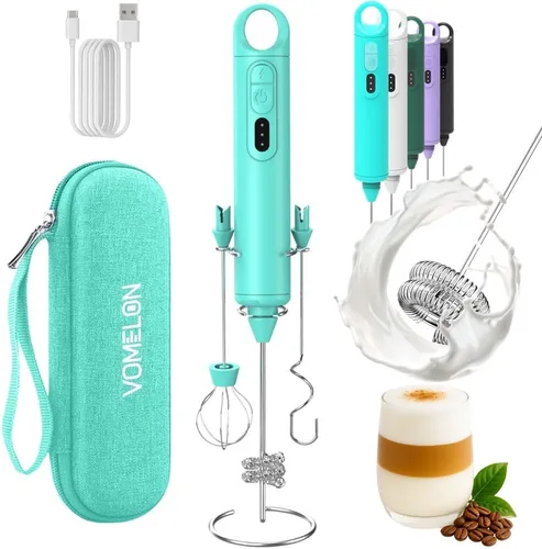 Miniatura 11 de Espumador de leche recargable de mano de 3 velocidades para café [3 batidores] Mezclador eléctrico de bebidas para latte, capuchino, café, huevos