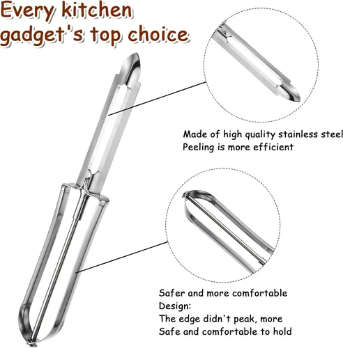 Miniatura 3 de Paquete de 3 peladores de verduras para cocina, pelador de papas y frutas de acero inoxidable con mango ergonómico de fácil agarre, apto