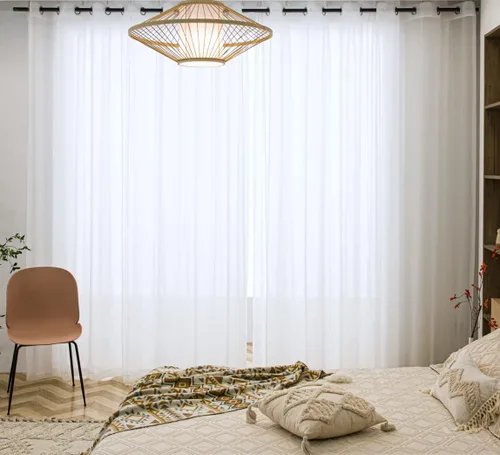 Miniatura 90 de PI - Cortinas traslúcidas con paneles pequeños, cortina transparente para ventana de cocina, mirador, 2 paneles